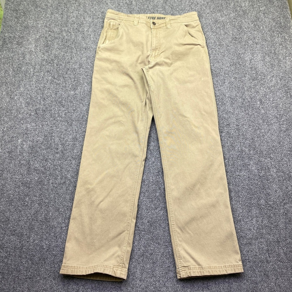 Duluth Trading Co Flex Fire Hose Khaki Work‎ Pants Mens Sz 32 Tan Cotton Stretch
